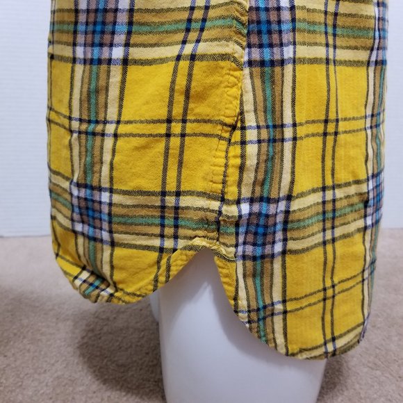 Merona top Medium plaid checks long sleeve button up down 100% cotton layering - Picture 12 of 16